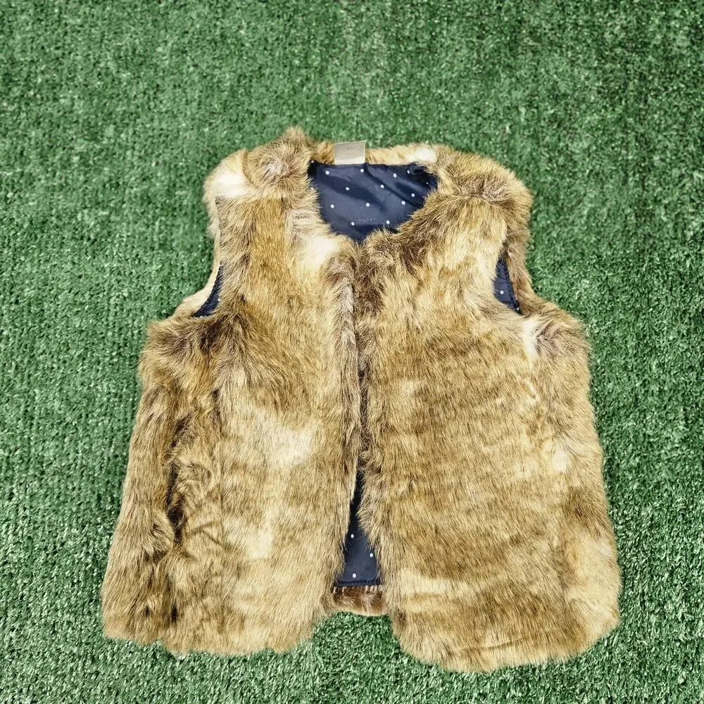 OshKosh Bgosh Toddler Faux Fur Vest Girl's 2T Brown Sleeveless Vest